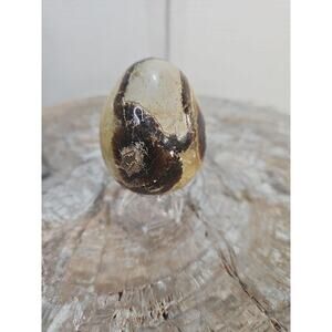 9.0oz Natural Septarian Dragon quartz Crystal egg Mineral Specimen W/Stand